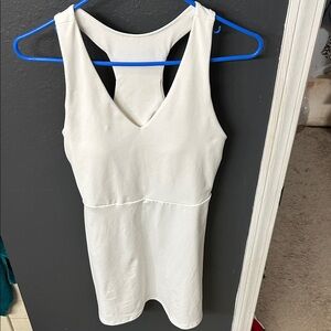White Fabletics summer racer back dress